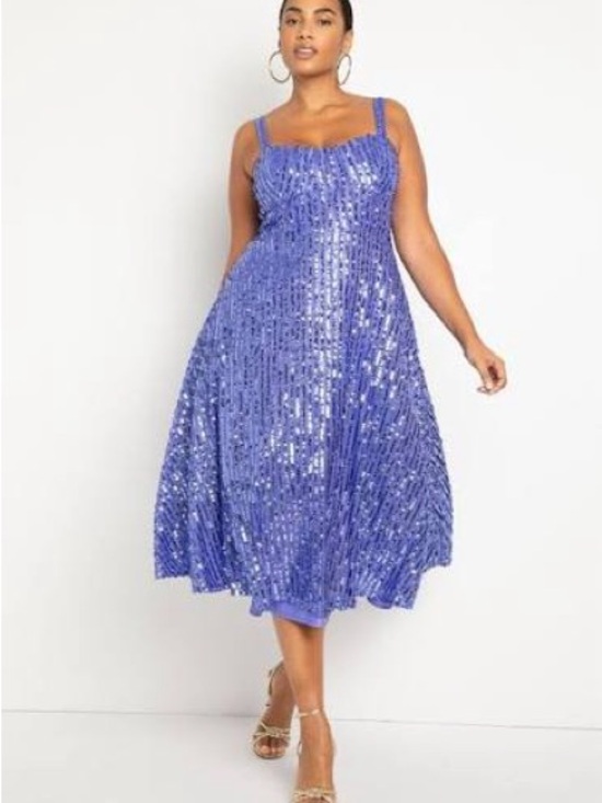 Eloquii Dresses & Skirts - Eloquii Bustier Flare Sequin Dress Purple Sequin Midi Dress - Women 18 NWT